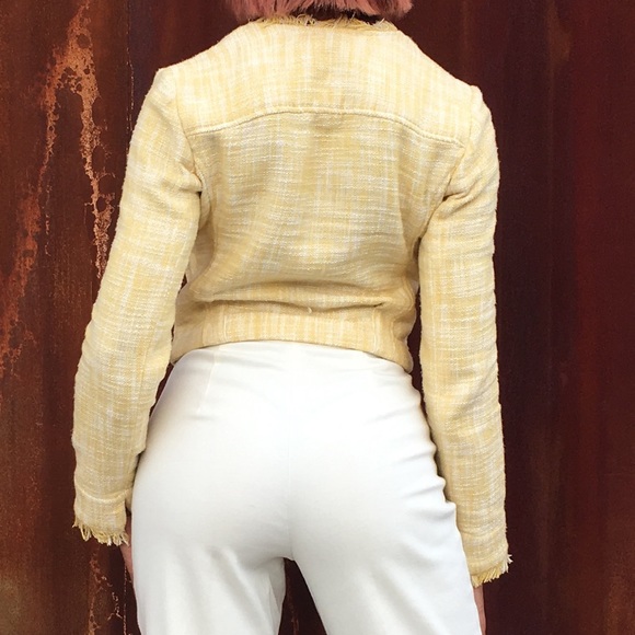Cropped Yellow Tweed Blazer by Cabi sz xs - Picture 5 of 5